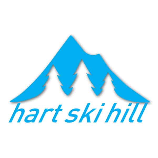 a blue logo with trees and text