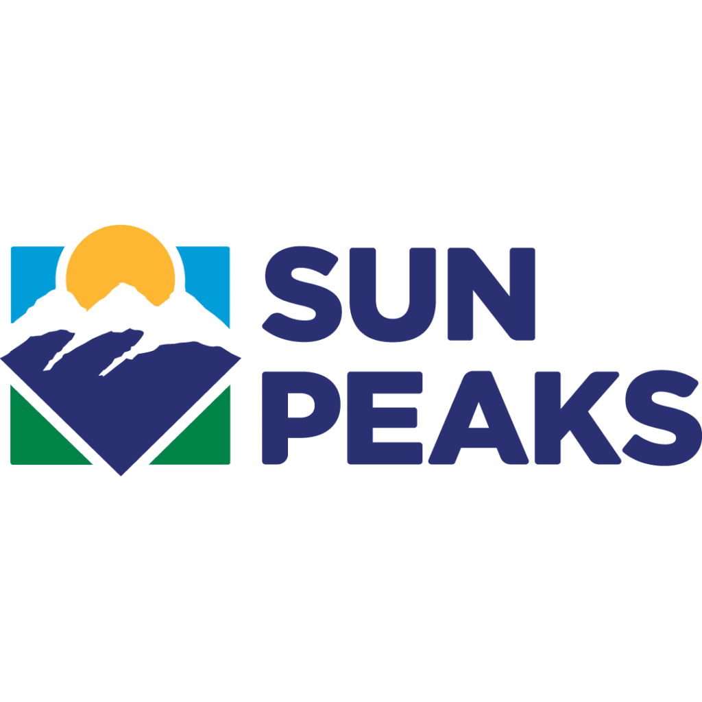 a logo with mountains and sun
