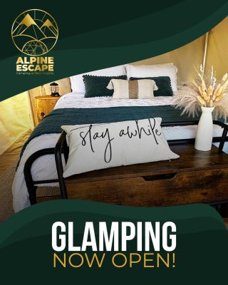 Ready for an unforgettable escape? ✨ Alpine Escape Glamping is officially OPEN, and we can't wait to welcome you to a world where luxury meets the wild. Imagine breathtaking mountain views, cozy comforts, and nights under a blanket of stars. Book your adventure today! 

🔗 in bio

*Geodome will be open mid-July

#AlpineEscape #Glamping #GlampingLife #GlampingNotCamping #LuxuryCamping #MountainGetaway