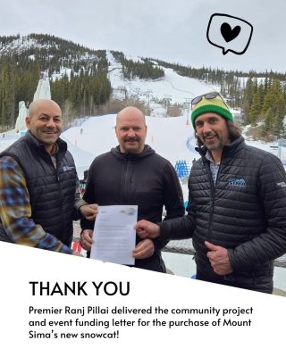 📣Mount Sima is excited to announce that we have received funding to purchase a new snowcat! Thank you Premier Ranj Pillai for hand delivering the letter📣📣 

#thankyou #yukon #snowcat